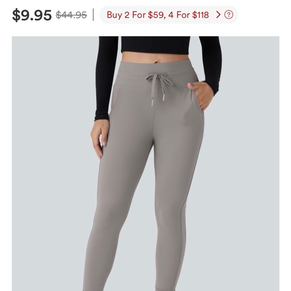 HALARA NWT High-Waist Drawstring Leggings in Light Gray